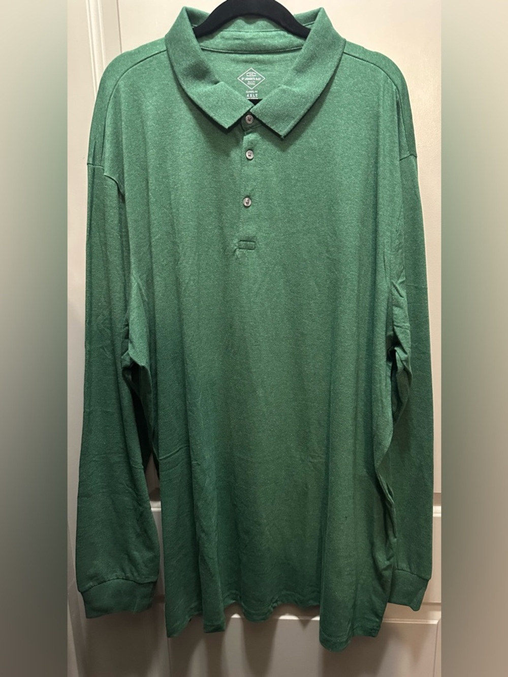 St. John’s Bay Size 4XLT Green Long Sleeve Polo Shirt NWT